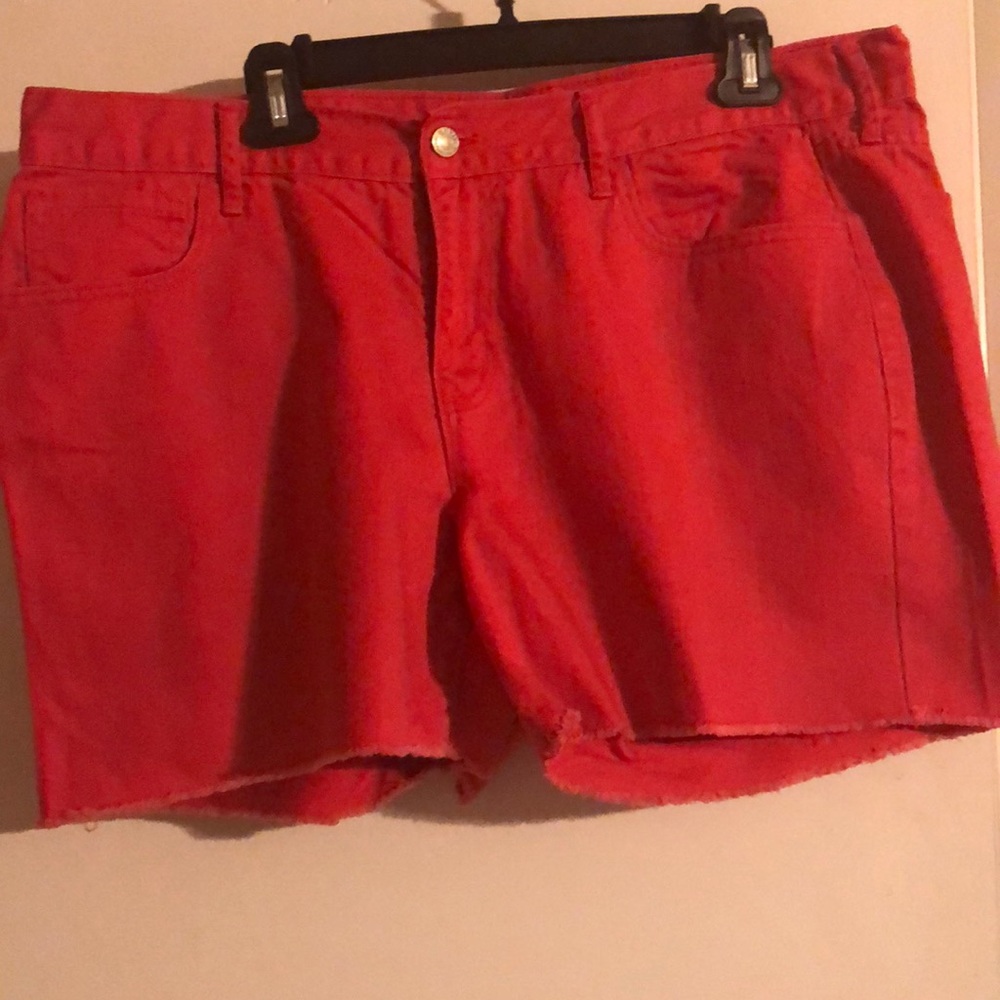 Coral Denim Shorts